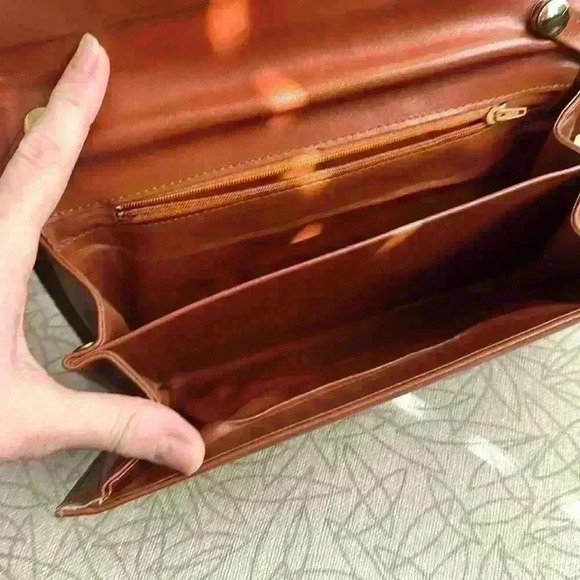 Brown Clutch / Bag with Crocodile Print - Picture 4 of 7